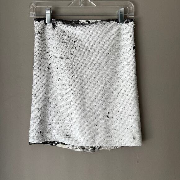 Stardust sz S black white sequin color change mini skirt - Picture 1 of 7
